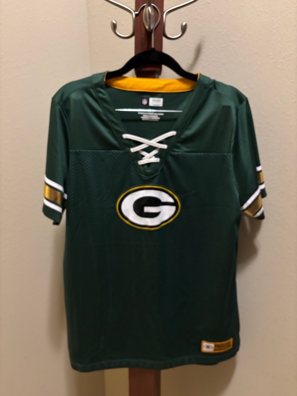 NFL Women's Lace-Up Team Apparel Jersey - Green & Gold